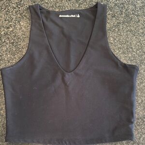 Abercrombie & Fitch Black Fitted Crop Tank Top